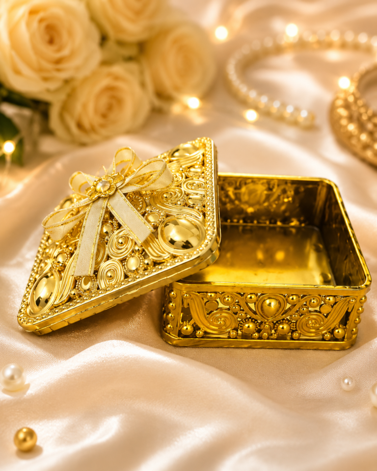 Noorzeen Golden Round Decorative Box